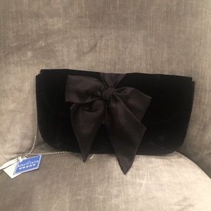 Black Velvet Evening Bag with silver Chain